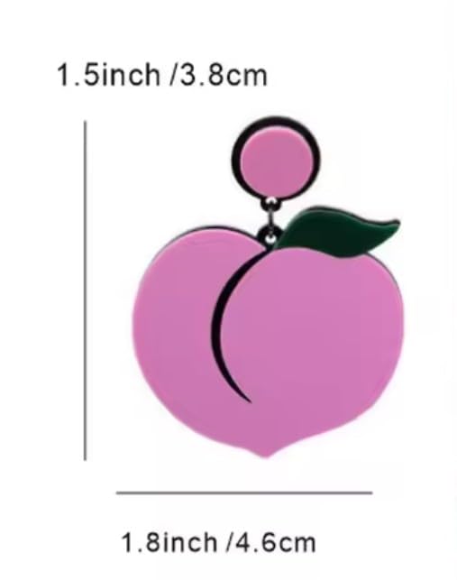 Pink Peach Statement Drop Earrings, Acrylic Design, Large Size