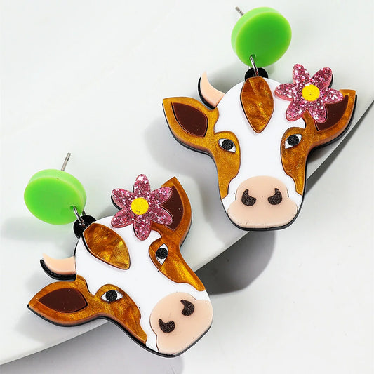Cute Cow Drop Earring