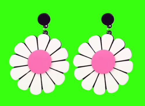 Pink Daisy Drop Earrings