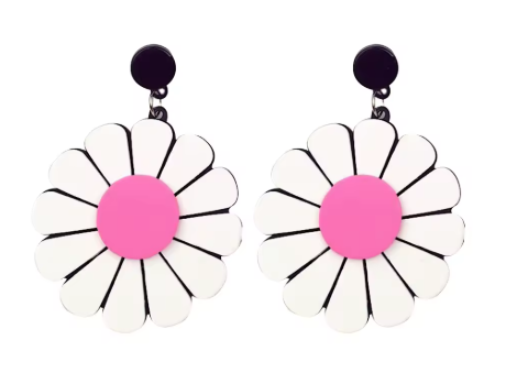 Pink Daisy Drop Earrings